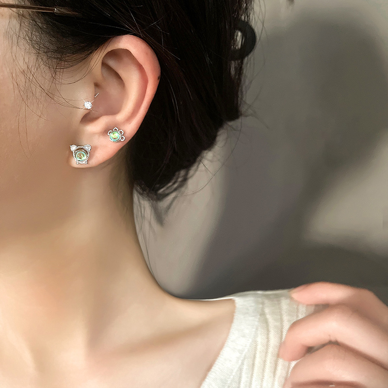 Sier Color VENUS Orecchini con orso irregolare in pietra di luna per le donne, regalo per ragazze, gioielli coreani con personalità dolce Dr_voghion.com
