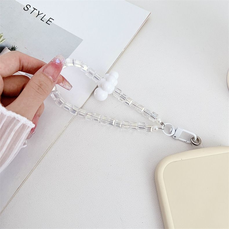 quadratische Kristallwolke Handykette Perlen Handyband tragbare Anti-Verlust Handyhülle Anhänger_voghion.com