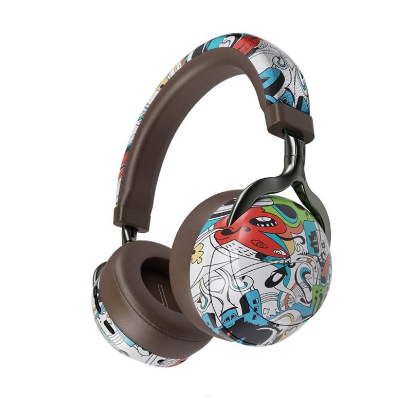 VJ086 Graffiti Headset Wireless Sports Bluetooth Headset Water Transfer Color Print Headset, Support TF, FM(Dazzle Colour)_voghion.com