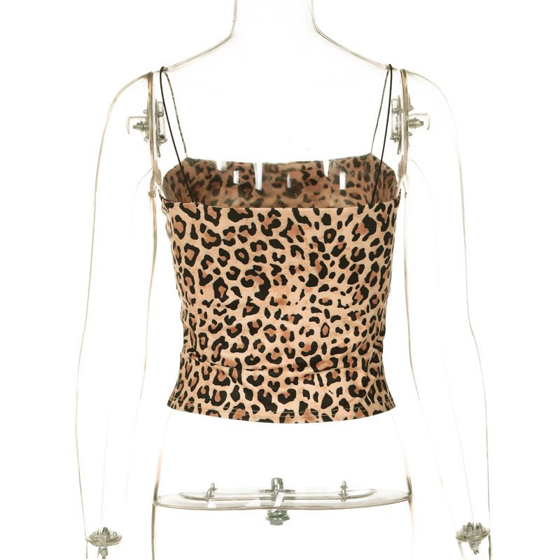 2025 Summer New Fashion Printed Sexy Crop Leopard Print Tube Top Women's Camisole_voghion.com