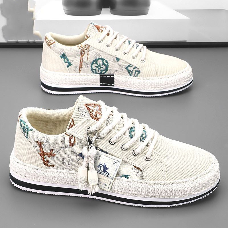 Scarpe basse da uomo in velluto a coste traspiranti e alla moda, in tela e tessuto di vecchia Pechino, versione leggera e sottile._voghion.com