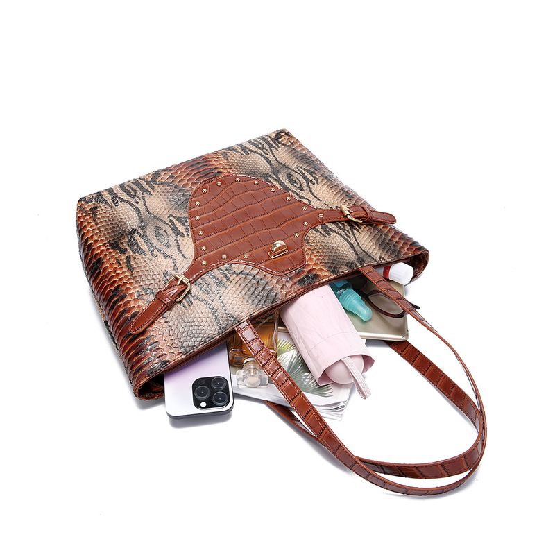 Women's Bag Tote Snake Pattern Shoulder Handbag Document Bag_voghion.com
