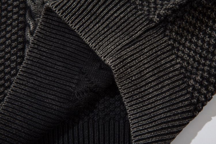 Herrenbekleidung Retro Washed Distressed Rollkragenpullover mit halbem Reißverschluss für Männer Ins Trendy Hip Hop Loose Knit Sweater Top_voghion.com