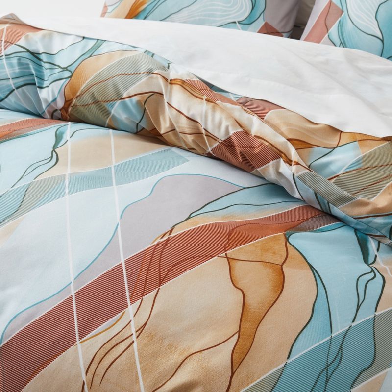 Marble Geometric Abstract Quilt Cover Home Textile Bedding Three Piece Set_voghion.com