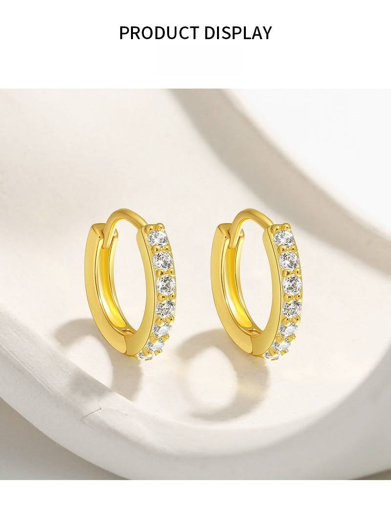 Versatile earrings with simple circular earrings European and American style trendy women sweet diamond studded single row circular earrings_voghion.com