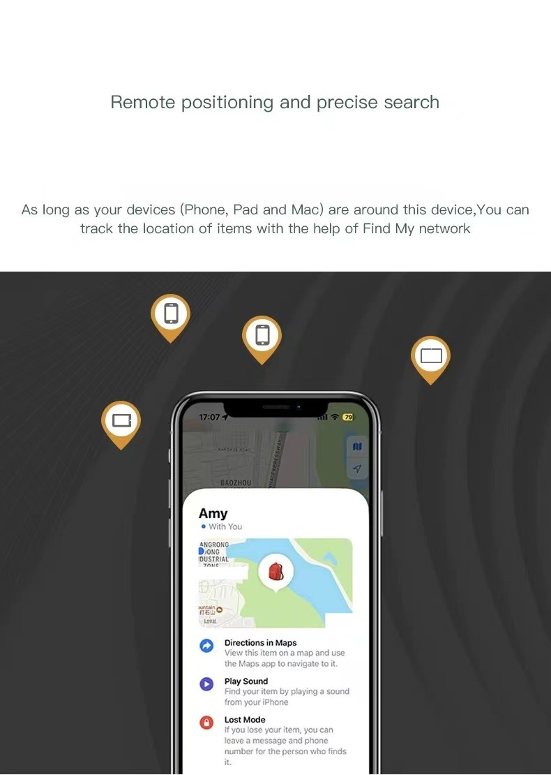 Findmy Global Positioning Finder MFI certificiran sledilnik za otroke, starejše, denarnice, hišne ljubljenčke Naprava proti izgubi_voghion.com
