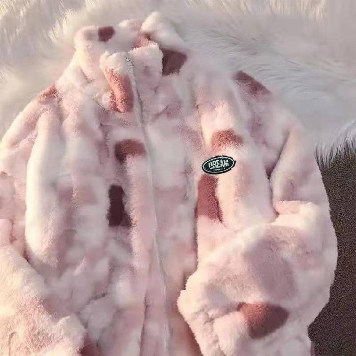 Manteau en laine ample teint par nouage pour femme, haut de gamme en laine épaisse d'hiver tendance_voghion.com