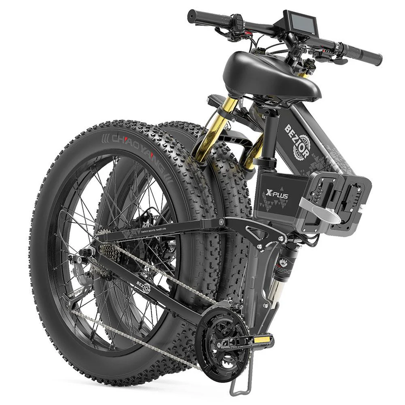 Bezior X-PLUS Elcykel 26" Fat Tire Electric Mountain Folding Bike 1500W 48V 17,5Ah_voghion.com