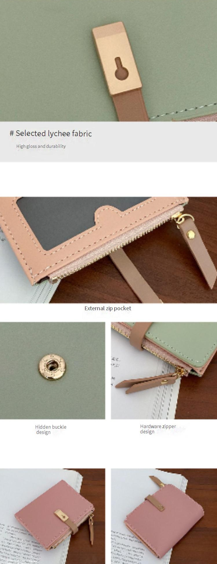 Coin Purses & Holders New Women's Litchi Grain PU Leather Solid Color Wallet Wholesale Clutch Bag Card Holder Zipper Wallet_voghion.com