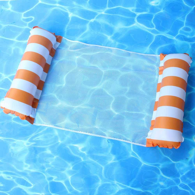 Esteira flutuante inflável de 3 tubos com encosto de malha dobrável, boia de piscina para adultos, jangada resistente para piscina de praia e lago_voghion.com