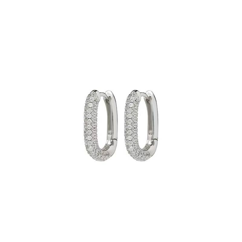Orecchini da donna a forma di U con zirconi scintillanti, leggeri, di lusso, di alta qualità, alla moda e dal temperamento raffinato._voghion.com