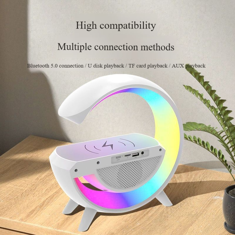 BigG Bluetooth Speaker With RGB Lights - Wireless Charging, Alarm Clock & Night Light, Multi-Functional Desktop Speaker_voghion.com