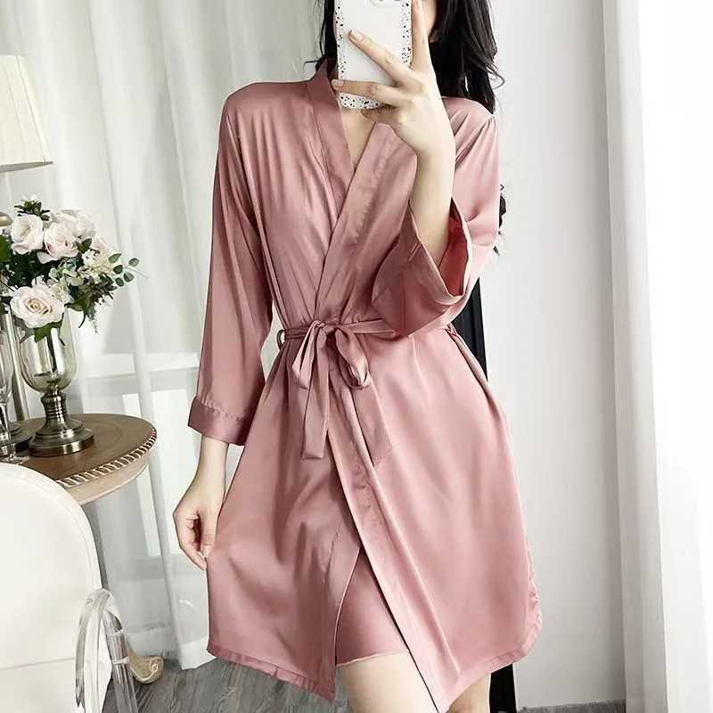 Women's Sleepwears Robes Summer Thin Long Ice Silk Robes Spot Home Clothes Hotel Bathrobes_voghion.com