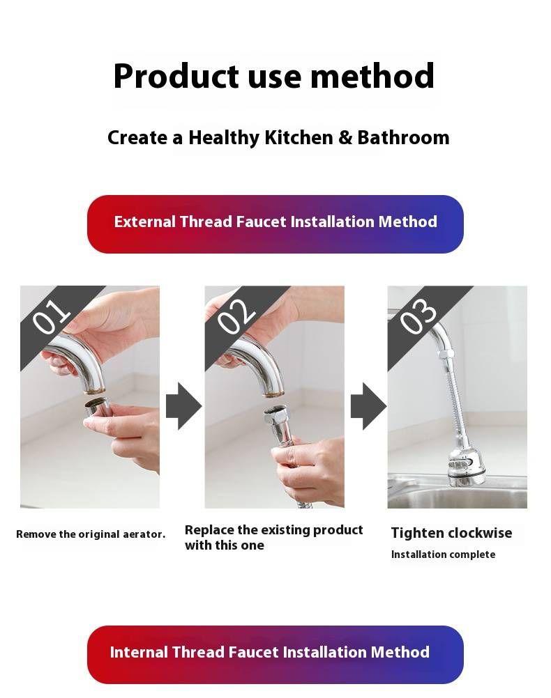 Aireador de grifo de alta presión de 3 modos: cabezal rociador ahorrador de agua de acero inoxidable plateado con control de flujo y antisalpicaduras._voghion.com