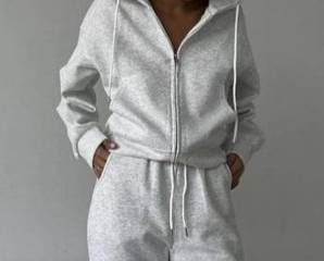 Trendy Zip-Up Hoodie & Drawstring Pants Set – Oversized Streetwear (Black, Grey, Pink, Blue, Army Green, Beige) – S To XL_voghion.com