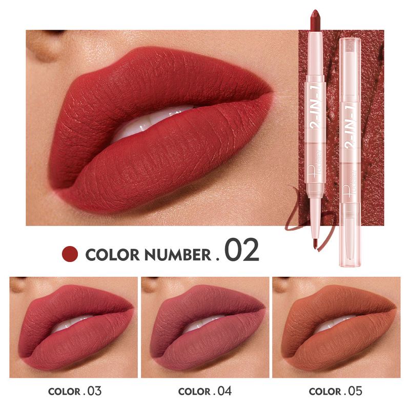 Pudaier Multi Color Mouth Red Lip Pen Farbloser matter Doppelkopf-Lippenstift Lipliner Makeup_voghion.com