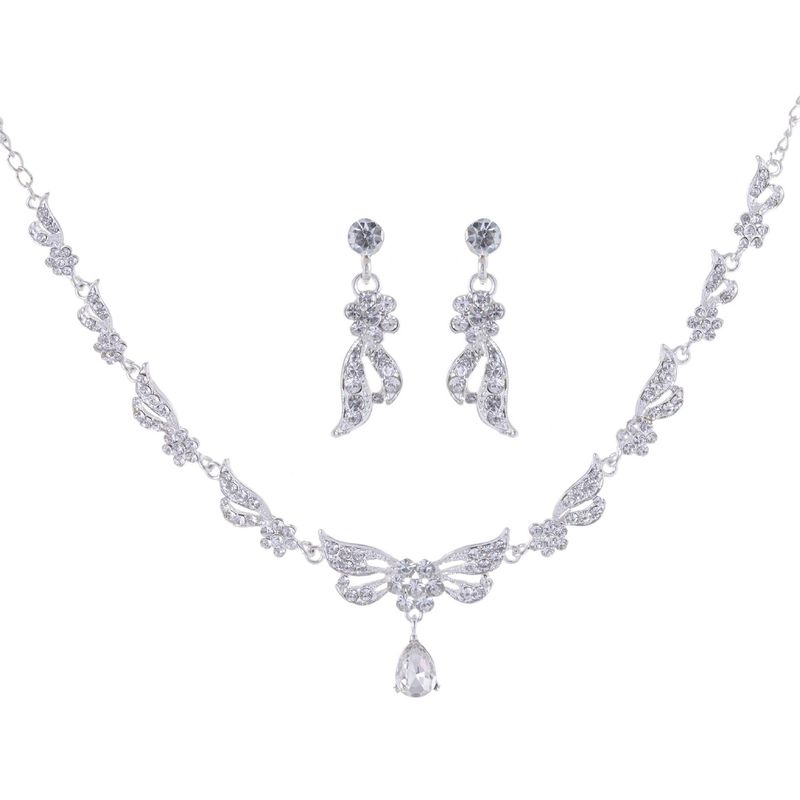 Ohrringe Halskette Zweiteilige Braut Hochzeit Accessoires Mode Wassertropfen Set Formelle Kleidung Schmuck_voghion.com