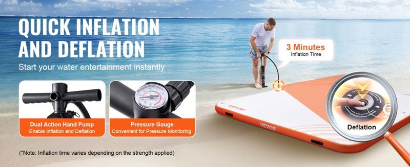 VEVOR Inflatable Floating Dock, 7 x 7FT Inflatable Dock Platform, Non-Slip Water Floating Dock Mat with Portable Carrying Bag & Detachable Ladder, Flo_voghion.com