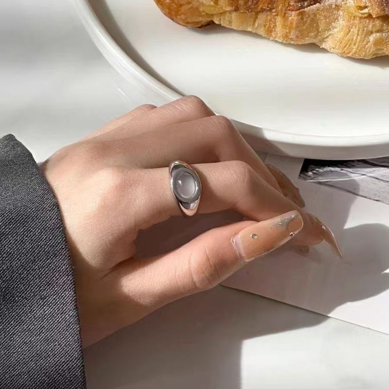 Temperament Water Drop Zircon Female Fashion Devil's Eye Open Ins Finger Ring_voghion.com