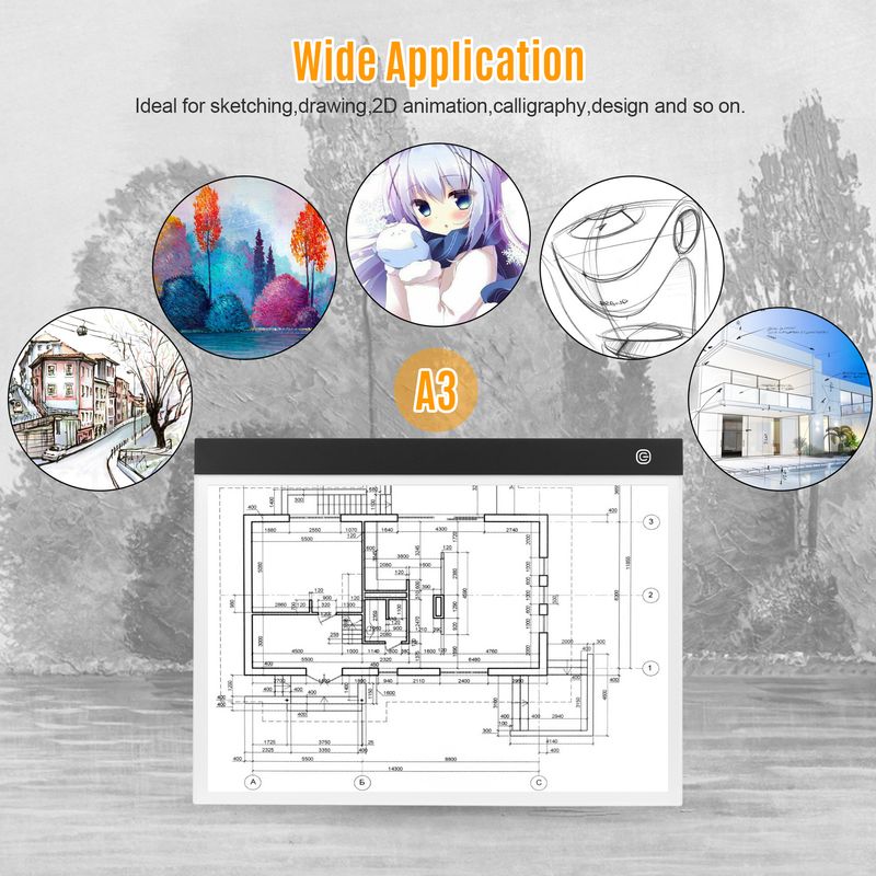 3 LED-Lichtpad Dia Painting Translucent Drawing Board USB-betriebenes digitales Grafiktablett für Kunstanimationsskizzen_voghion.com