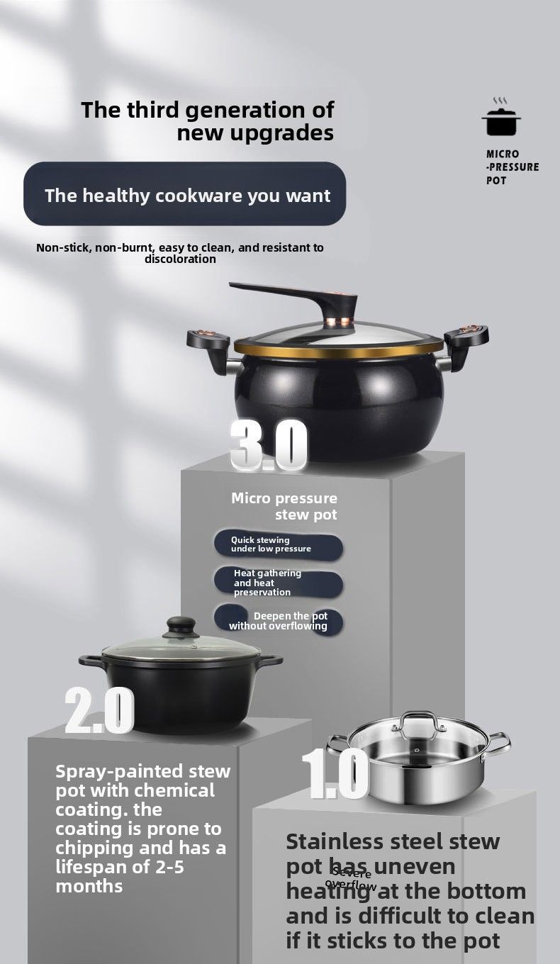 Nuovo stile in ceramica smaltata, pentola per zuppa a pressione, multifunzionale, grande capacità, per stufare e cucinare_voghion.com