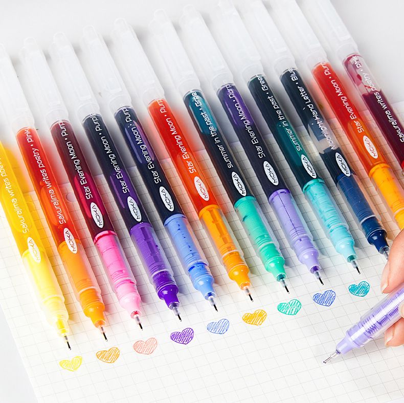 Stylos roller à encre gel liquide Moka à pointe fine de 0,5 mm – Lot de 9 couleurs vives pour la prise de notes, les croquis et les projets artistiques_voghion.com
