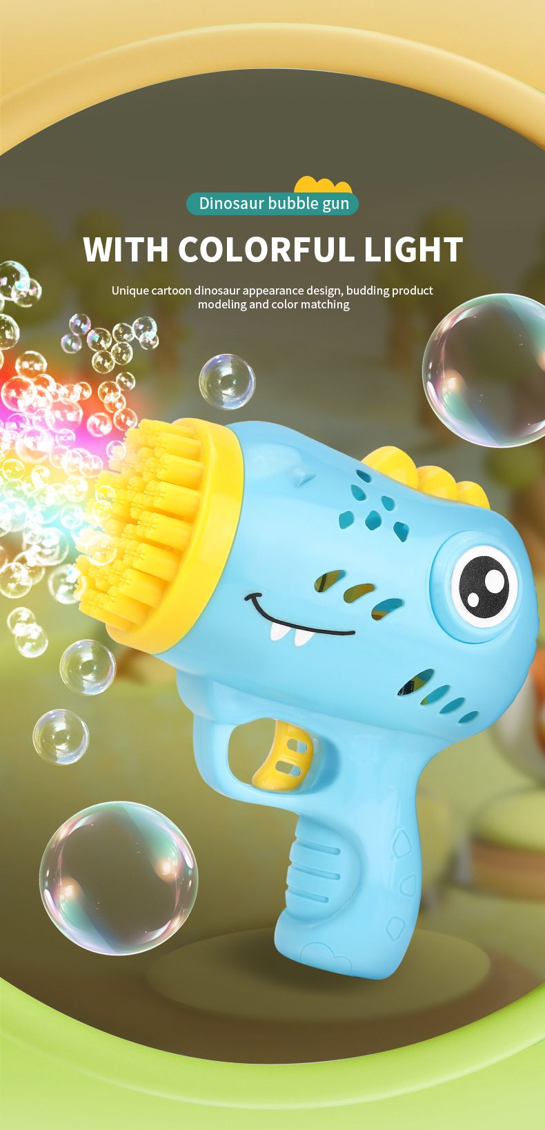 Nueva máquina de burbujas de dinosaurio de 36 agujeros, juguetes para niños, pistola de burbujas eléctrica de mano, máquina de soplado de burbujas de celebridades de Internet_voghion.com