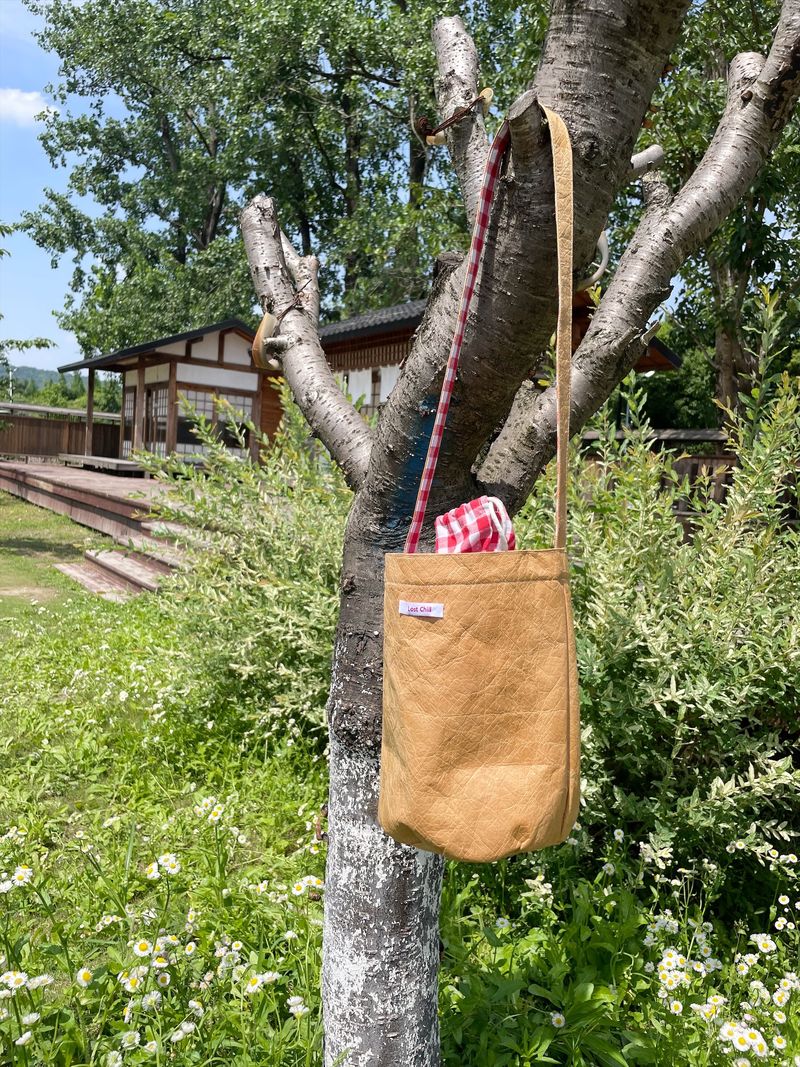 Lost Chill - Borsa a tracolla casual da esterno con motivo scozzese pastorale, modello secchiello Tyvek in carta da imballaggio marrone retrò originale_voghion.com