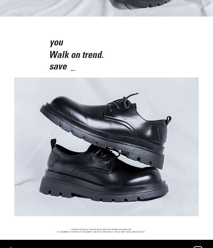 WalkPrime Derby da uomo, stivali bassi Martin, stile britannico, punta tonda, robusti, neri, scarpe casual in pelle con suola spessa, versatili_voghion.com