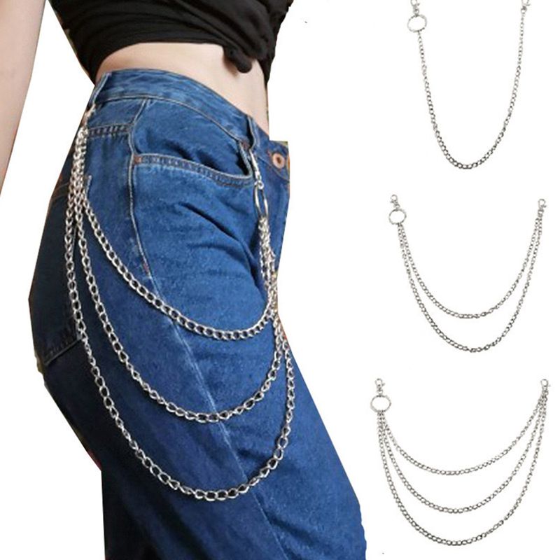 Qifu Fashion Simple Personality Waist Multi-layer Keychain Pants OT Buckle Punk Body Chain_voghion.com