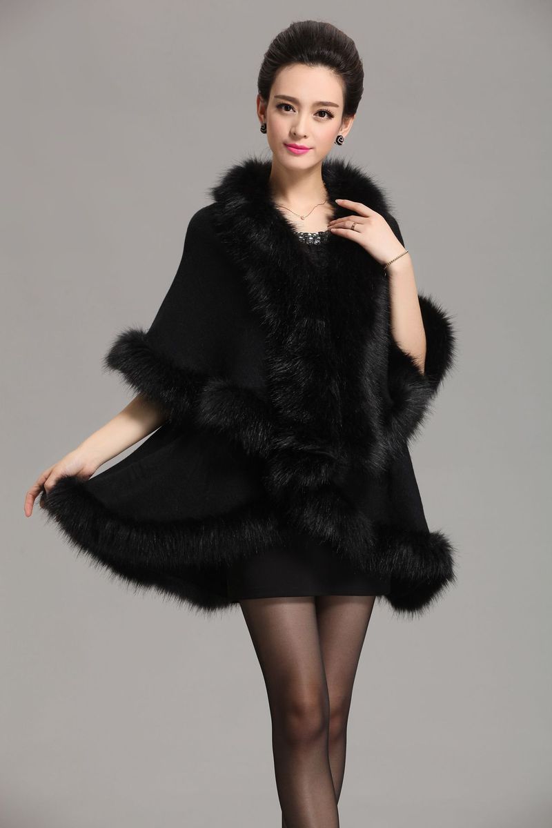 Wool cape cape women's large size knitted cardigan loose cape coat_voghion.com