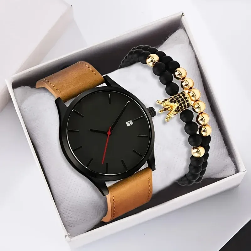 Bracelet/1pc Alloy Quartz & 1pc Bracelet Men's Watch Set, Ideal Choice For Gifts_voghion.com