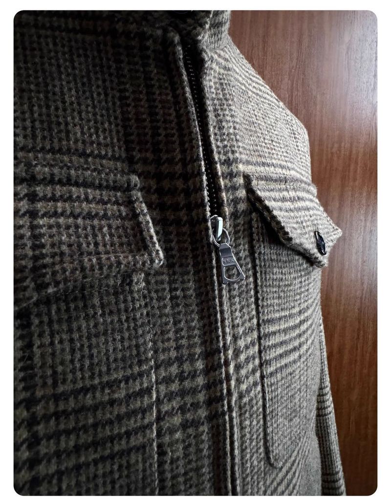 Klassische karierte Harrington-Jacke für Herren – Wollmischung, bequeme Passform, Stehkragen, Reißverschluss vorne, lange Ärmel, lässige Oberbekleidung für Herbst und Frühling_voghion.com