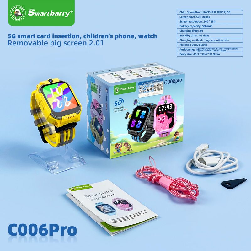 C006PRO Neie 5G Voll Netzwierk Video Call Android Smart Watch Rotéierend Halsband GPS Positionéierung Student_voghion.com