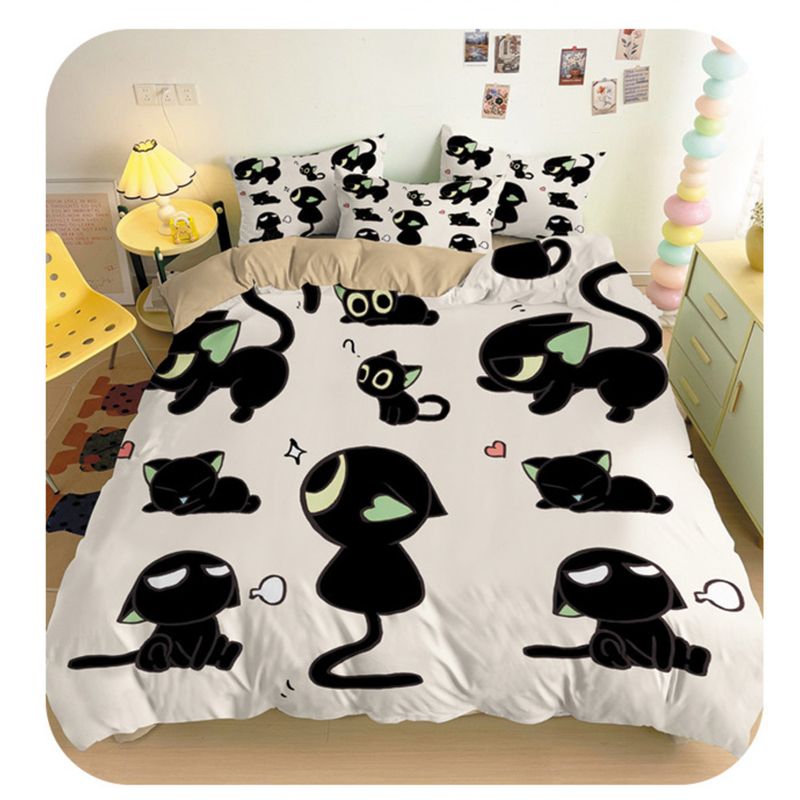 Dopamine Luo Xiaohei High-Value Four-Piece Dormitory Bed Simple Cotton Three-Piece Set Student Bedroom Children's Room_voghion.com