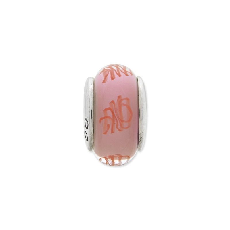 Sterling Silver Reflections Pink/Red Scribbles Hand-blown Glass Bead_voghion.com