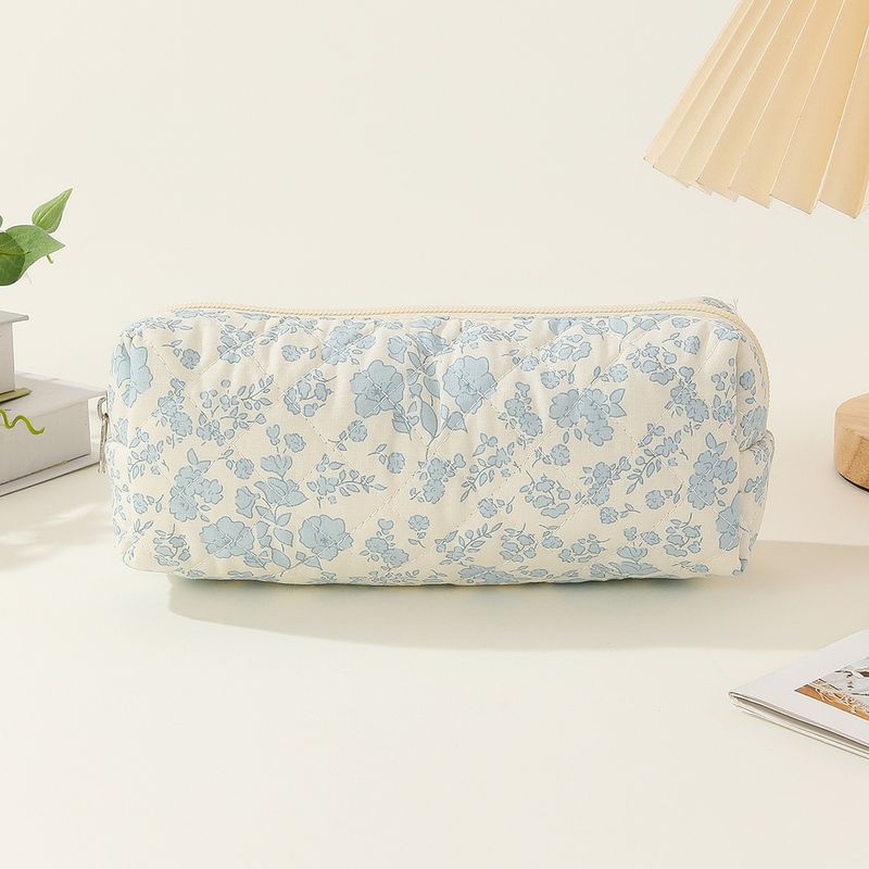 Quilted Cotton Pencil Case Makeup Brush Travel Storage Bag Small Floral Portable Cute Internet Celebrity Ins Bag_voghion.com