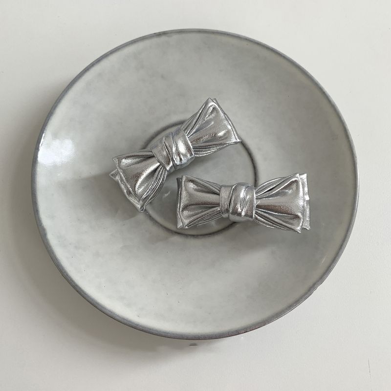 Dolce fiocco fresco piccola forcina per capelli donna argento pelle posteriore testa clip copricapo nicchia frangia laterale clip accessori per capelli_voghion.com