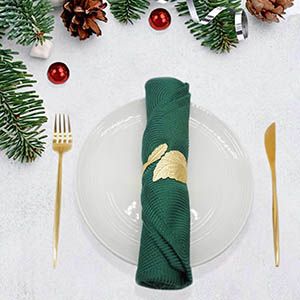6-teiliges Serviettenring-Set mit Blattgold – formelle Tischdekoration für Hochzeiten und Bankette_voghion.com