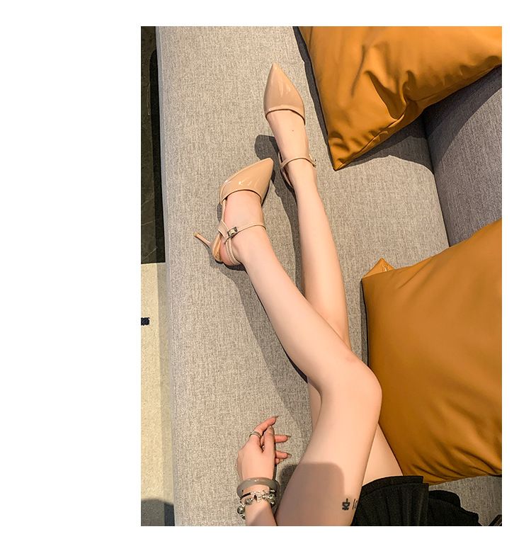Modischer, spitzer, übergroßer, gerader Schnallenriemen, schmaler Absatz, lässige und trendige High Heels, vielseitige Zehenabdeckung,_voghion.com
