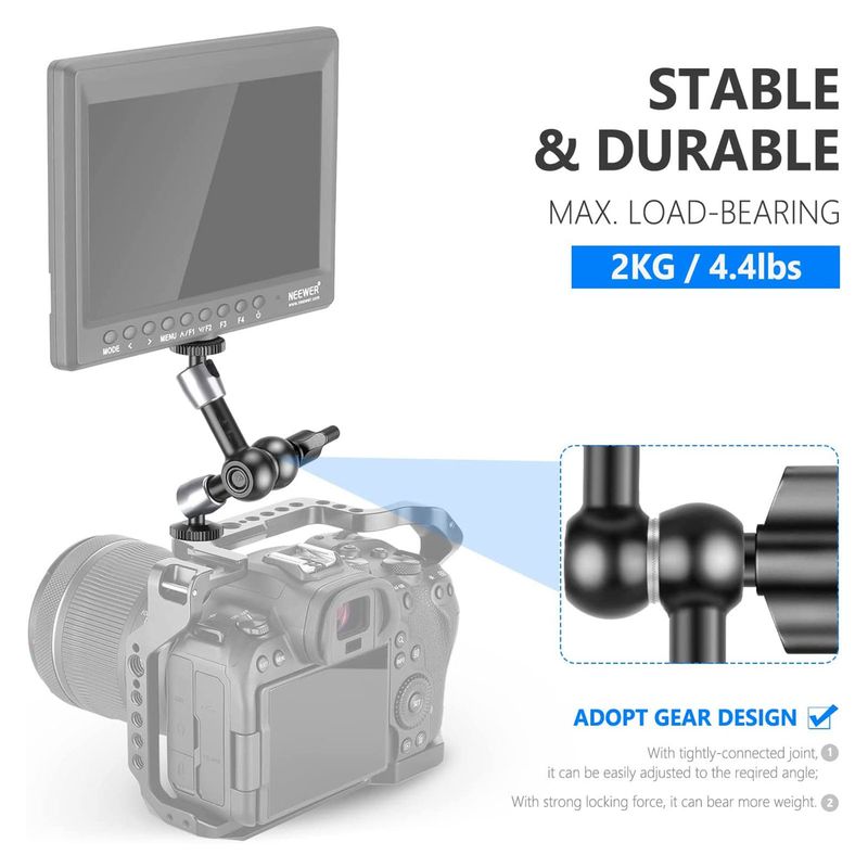 Bras magique à friction de 5,9/9,8 pouces avec deux vis filetées de 1/4 pouce pour flash, lumière LED, microphone, moniteur, super pince_voghion.com
