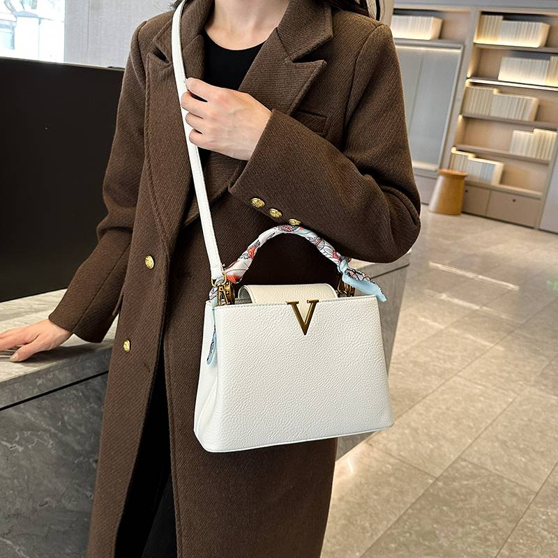 Borsa a mano alla moda da donna, monospalla, a tracolla, per lavoro, con sciarpa_voghion.com