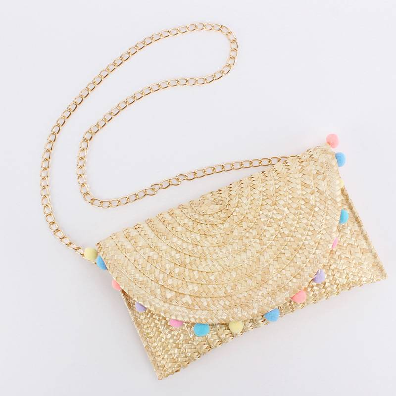 Borsa da donna, carina, colorata, in pelliccia, in paglia intrecciata, borsa a tracolla estiva da viaggio e per le vacanze, piccola borsa quadrata, borsa intrecciata con catena in metallo_voghion.com