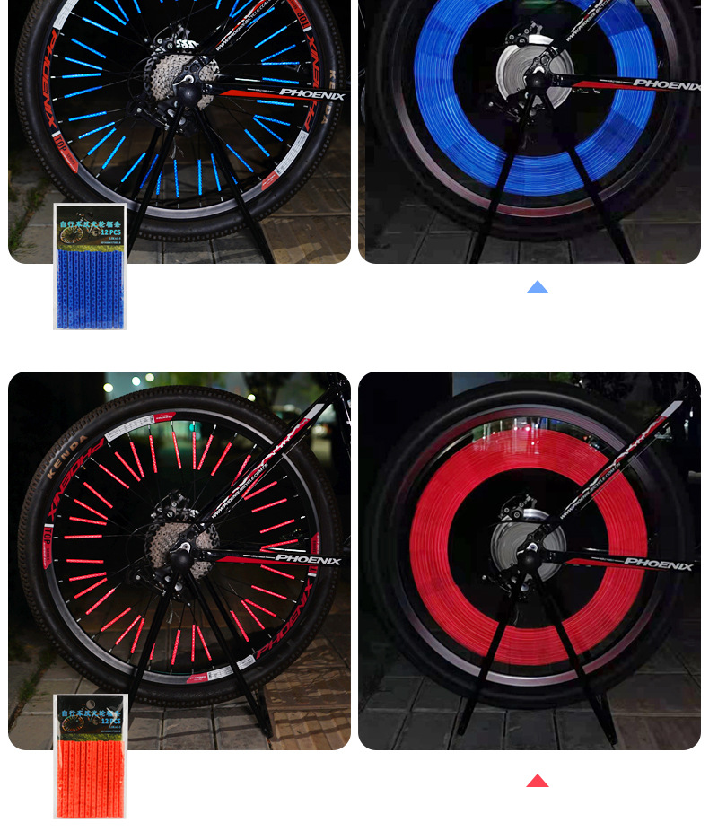 Rayons réfléchissants pour vélo, avertissement de sécurité pour la conduite de nuit, autocollants réfléchissants pour les déplacements nocturnes, bande de carte pour vélo de montagne, Hot Wheels_voghion.com