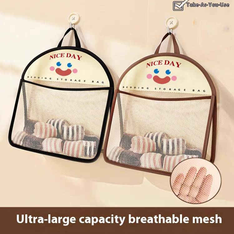 Hängender Netz-Organizer – Atmungsaktive Aufbewahrungstasche aus Polyester für Unterwäsche, BHs und Damenbinden (Braun/Schwarz, platzsparendes Türhaken-Design)_voghion.com