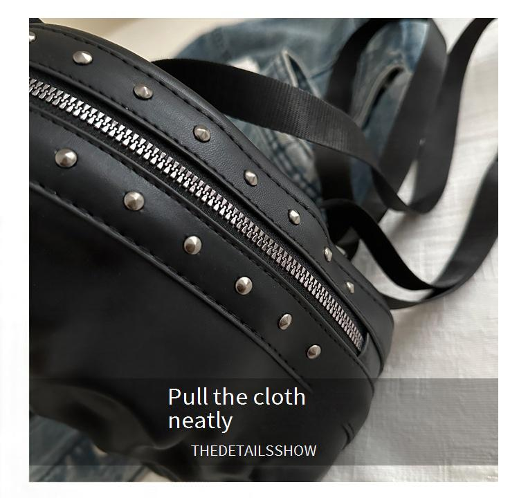 Gothic Style Skull Design Crossbody Backpack For Women - Stylish Unisex Shoulder Bag With Chain Accents, Durable Polyester, Zipper Closure_voghion.com