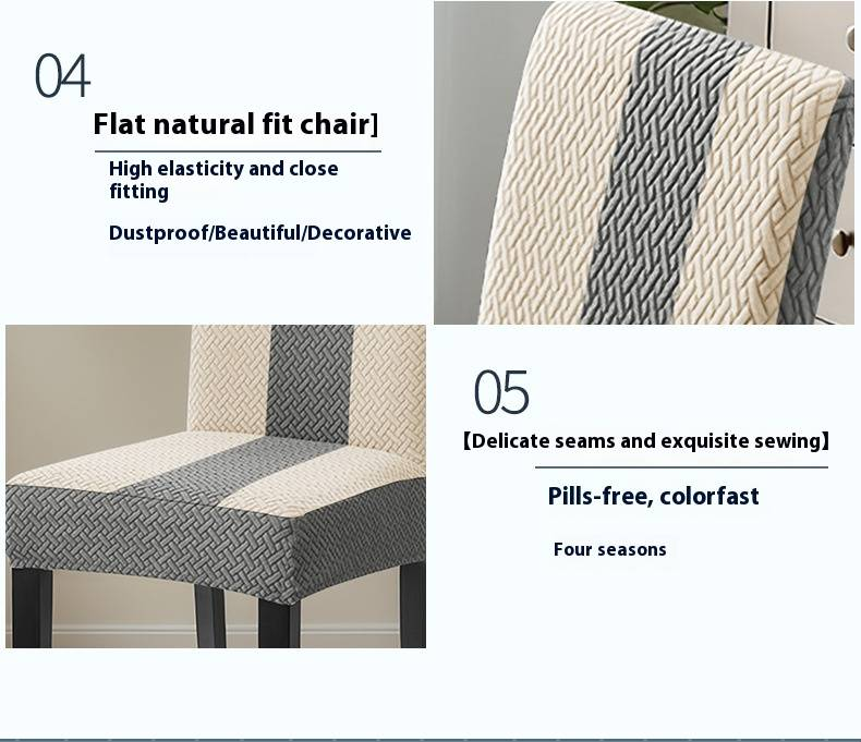 Elastische Stuhlhussen aus mehrfarbigem, gestreiftem Jacquard – universelle Passform für Esszimmerstühle, für den Heim- und Hotelgebrauch, staubdicht und stilvoll_voghion.com