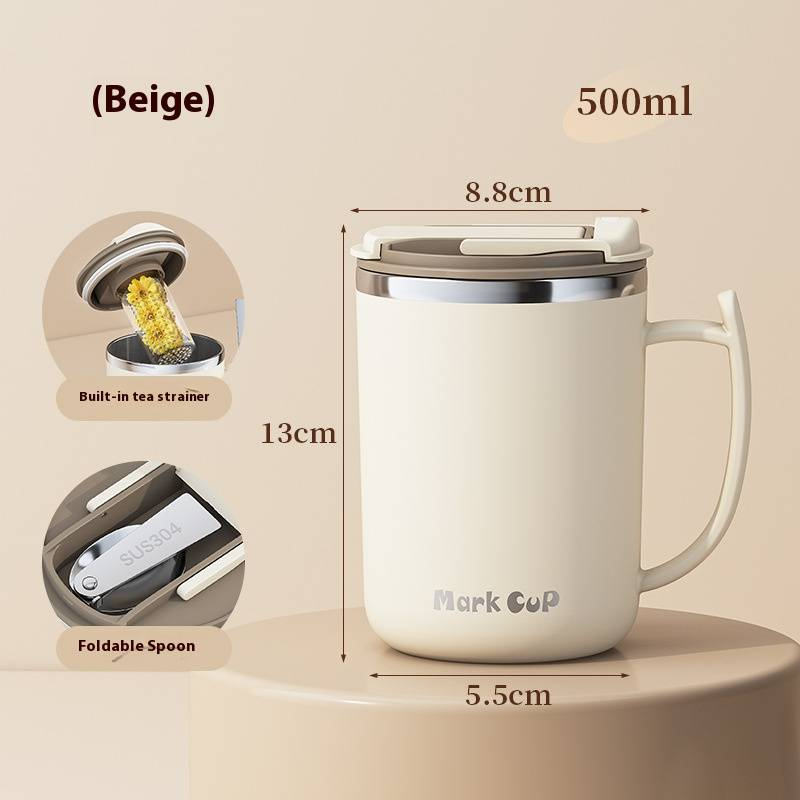 Geïsoleerde koffiemok van roestvrij staal 304 met maatstreepjes - dubbelwandige vacuüm reisbeker, lekvrij deksel, warmte- en koudebehoud_voghion.com
