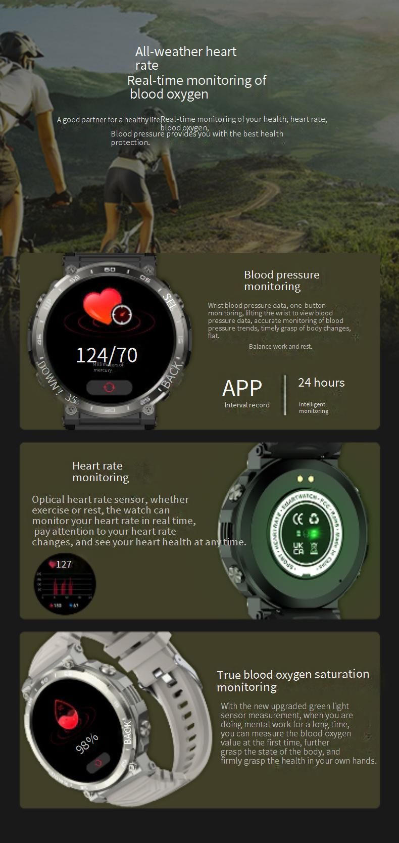 Reloj inteligente S56 con monitor de frecuencia cardíaca y presión arterial, llamadas Bluetooth y rastreador de actividad física para hombres y mujeres._voghion.com