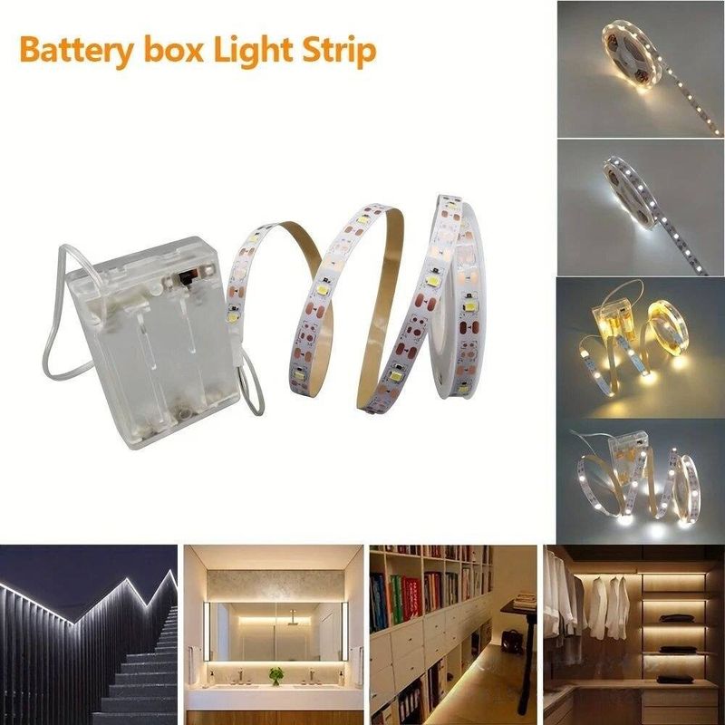 LED Battery Box Light Strip Battery Powered 5V Low Voltage 2835 Monochrome TV Background Wall Cabinet Room Lighting_voghion.com